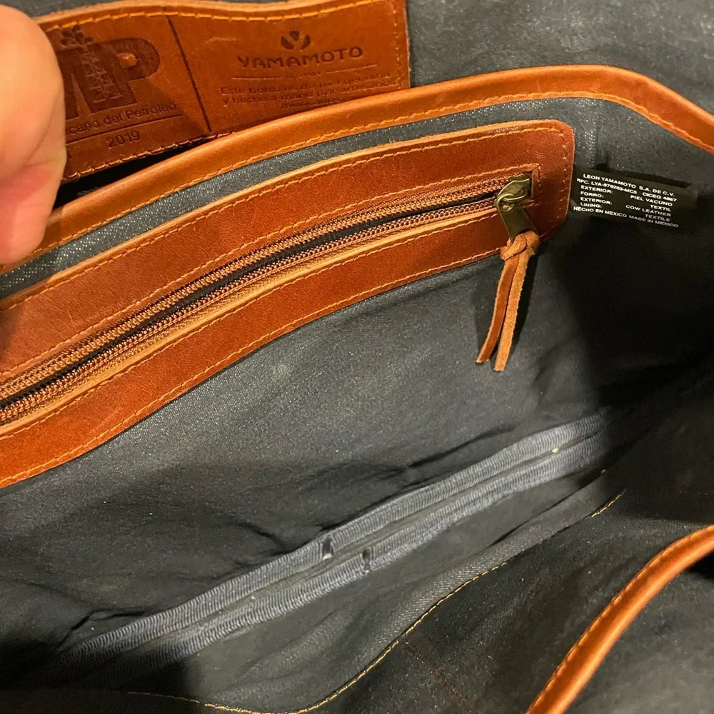YAMAMOTO Leather briefcase Handmade in Mexico artisan brown cow hide